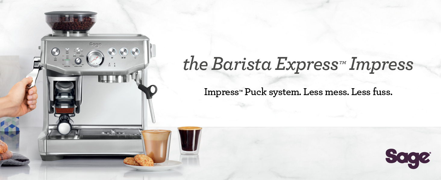 Профессиональная кофемашина с кофемолкой, матовая сталь Barista Express Impress SES876 Sage