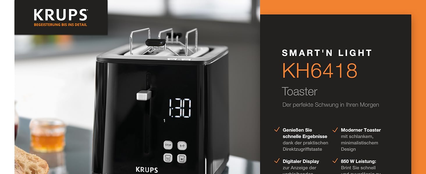 Тостер на 2 ломтика KH641810 Smart'n Light Krups