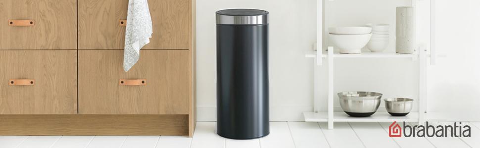 Мусорный бак 40 л матовая сталь с защитой от отпечатков пальцев Touch Bin Brabantia