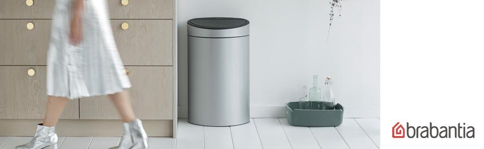 Мусорный бак 40 л серый металлик Touch Bin Brabantia