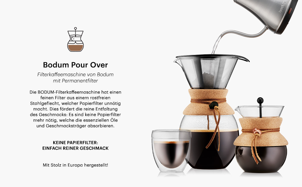 Кофейник с фильтром черный, 1 л, Pour Over Bodum