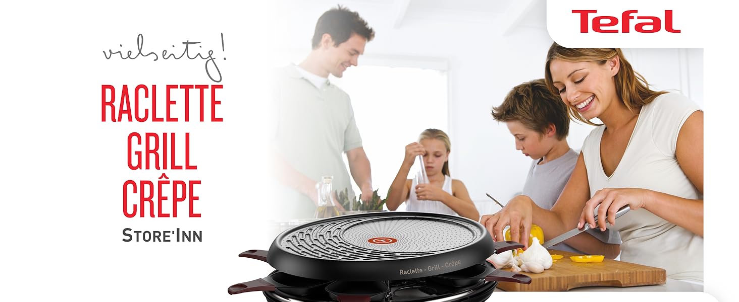 Гриль-раклетница Tefal RE3200 / 1050 Вт / на 8 человек / антипригарное покрытие / черный