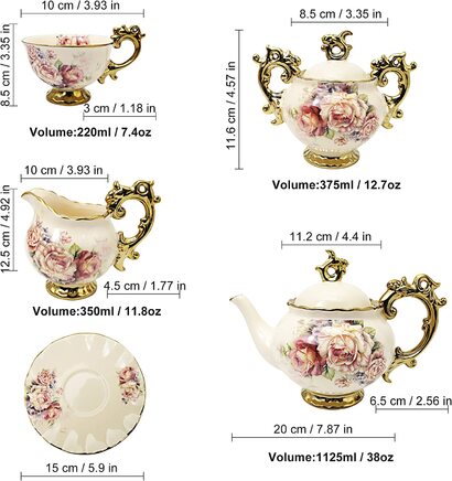 Чайный сервиз на 6 человек 15 предметов Rose Flowers English Fanquare