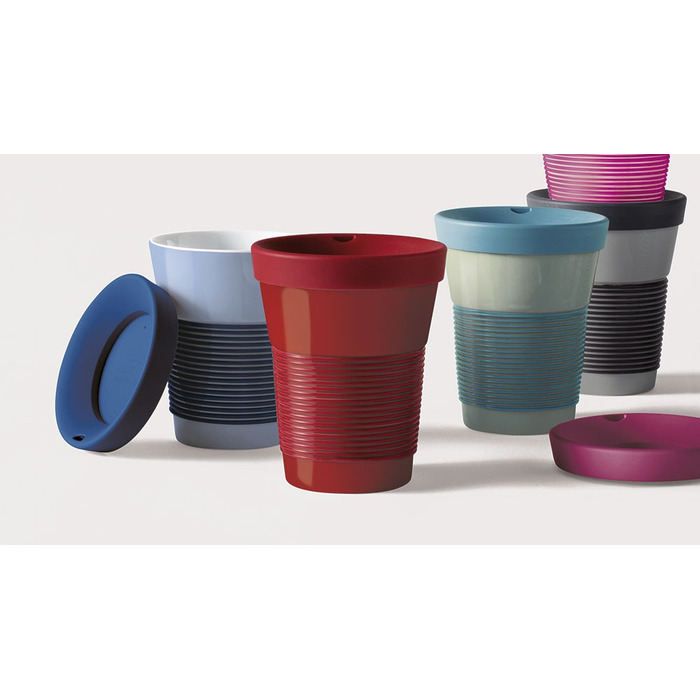 Чашка 0,35 л, с оливковой крышкой белая с узорами Сupit To Go Mugs Magic Grip Kahla