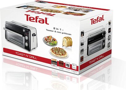 Тост и гриль Tefal TL6008 2 в 1 тостере и мини-духовке Очень нергоффективнй и бстрй 1300 Вт 43,5 x 28,5 x 22,5 см / Чернй/ Алюминиевй матовй 220-240 В / 50-60 Гц одинарнй