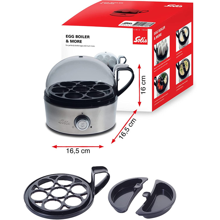 Яйцеварка Solis Egg Boiler & More 827 для 7 яиц, регулировка варки, 3 предмета