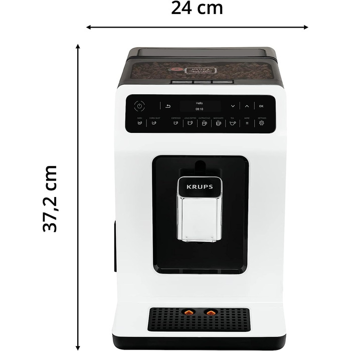 Кофемашина на 2 чашки 1450 Вт, с кофемолкой, черно-белая EA8901 Krups