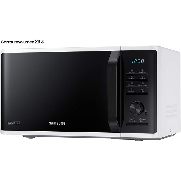 Микроволновая печь Samsung MS2AK3515AW/EC, мощность 800 Вт, Емкость для приготовления пищи 23 , ширина 48,9 см, бстрая разморозка, 29 автоматических программ, Белй одиночнй