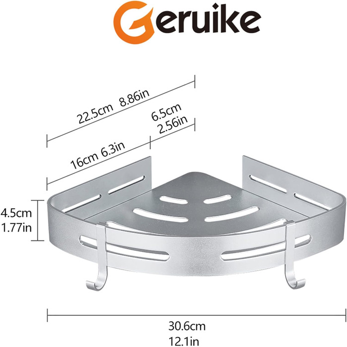 Угловая полка для душа 2 предмета, белая GERUIKE