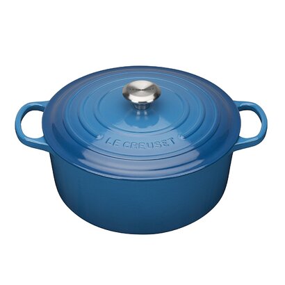 Кастрюля / жаровня с крышкой 26 см, синий марсель Signature Le Creuset