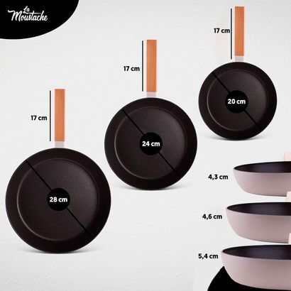 Набор сковородок с антипригарным покрытием из литого алюминия 20, 24 и 28 см, 3 предмета La Moustache