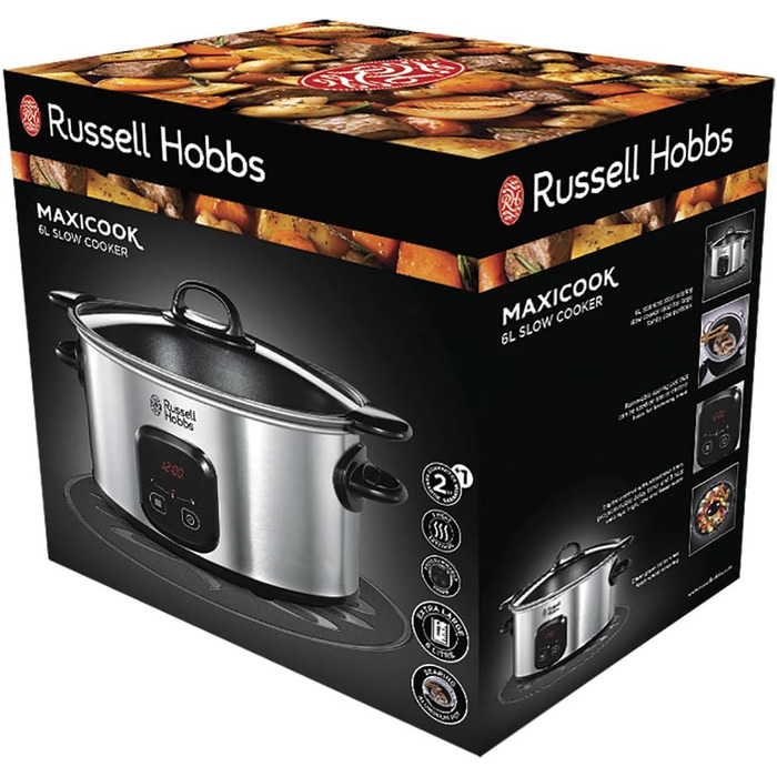 Мультиварка Russell Hobbs / 200 Вт / 6 л / 3 настройки температуры / нержавеющая сталь / черный