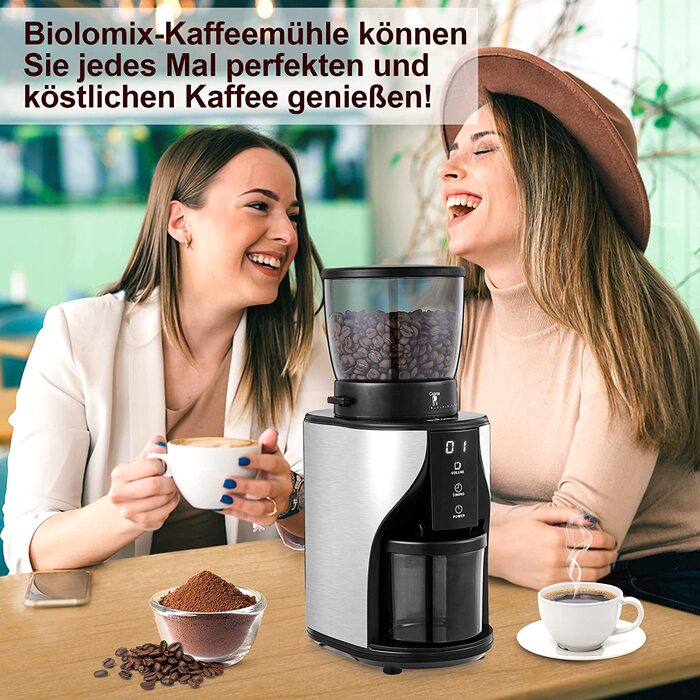 Кофемолка Biolomix / 300 Вт / 32 настройки помола / 270 г / нержавеющая сталь 