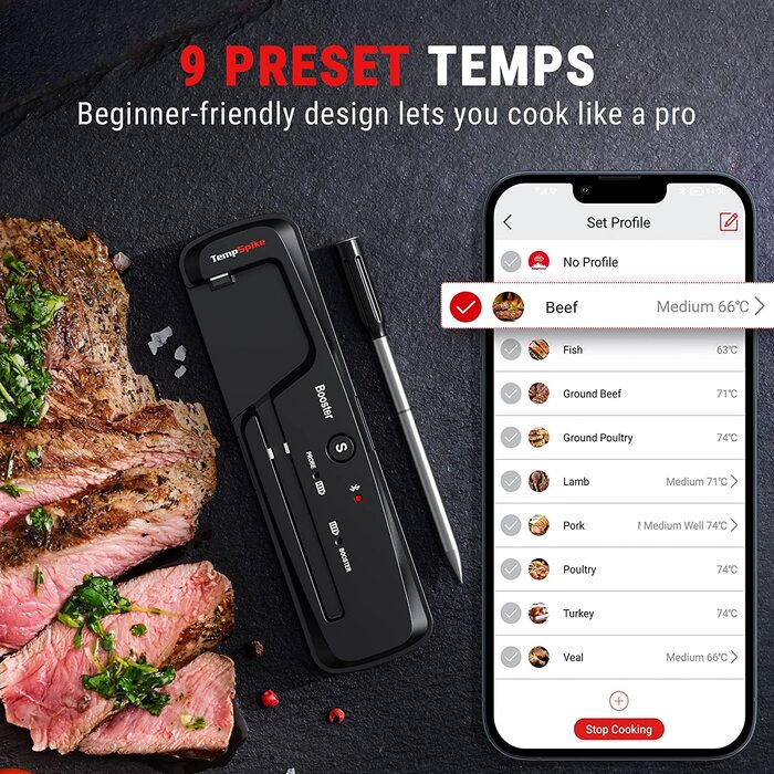 Термометр для мяса ThermoPro TempSpike TP961 беспроводной термометр для гриля Bluetooth 150 м IP67 цифровой термометр для жарки на углях, барбекю, коптильни для барбекю и фритюрниц, безопаснй в посудомоечной машине Чернй