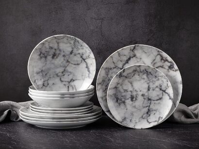 Набор столовой посуды на 4 человека 12 предметов Home Series Marble CreaTable