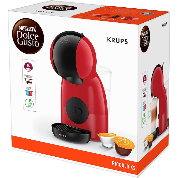 Капсульная кофемашина 0.8 л 1500 Вт, красная Nescafé Dolce Gusto Piccolo XS KP1A3510 Krups