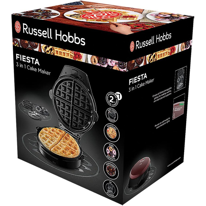 Вафельница Russell Hobbs 3-в-1 / 900 Вт / сменная плита / нержавеющая сталь