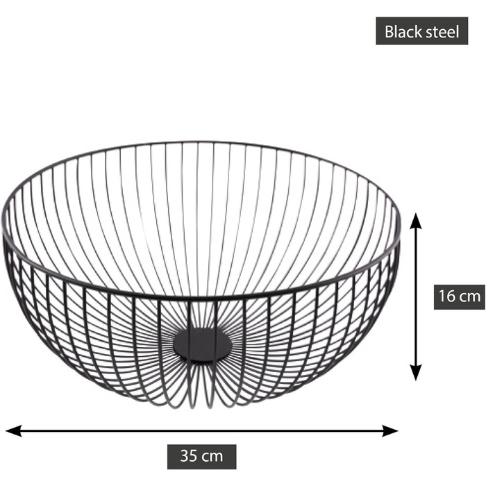 Корзина для фруктов металлическая 35 см, чёрная Point-Virgule