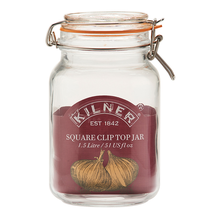 Банка квадратная 1,5 л прозрачная Clip Top Kilner