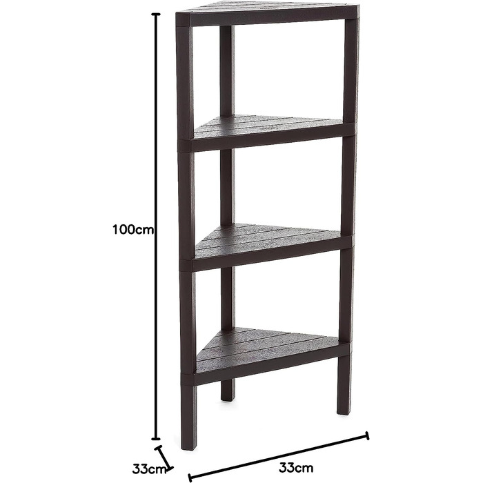 Угловая полка 4-х ярусная 33x33x100 см, коричневая  Tatay Lombok
