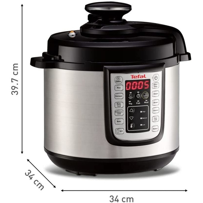 Мультиварка Tefal CY505E / 1200 Вт / 6 л / 25 программ / книга рецептов / нержавеющая сталь 