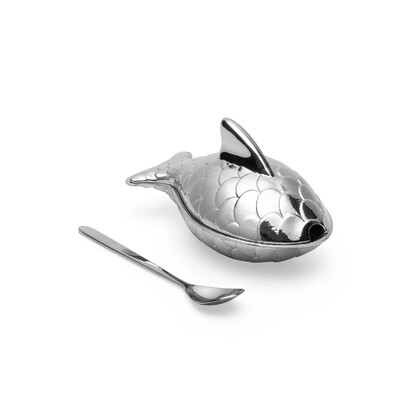 Солонка с ложкой 7,4x4,5x4,2 см Colombina Fish Alessi