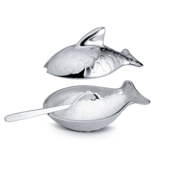 Солонка с ложкой 7,4x4,5x4,2 см Colombina Fish Alessi