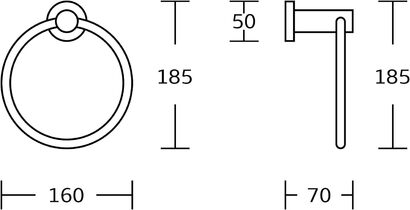 Настенное  кольцо для полотенец, черное bgl