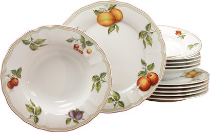 Набор тарелок из фарфора 12 предметов Flora Orchard series CreaTable