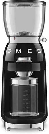 Кофемолка Smeg CGF01BLEU / 150 Вт / 1.1 л / нержавеющая сталь / черный