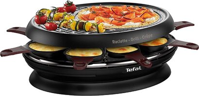 Гриль-раклетница Tefal RE3200 / 1050 Вт / на 8 человек / антипригарное покрытие / черный