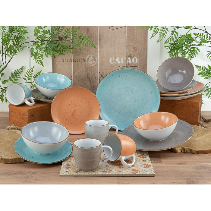 Столовый сервиз фарфоровый на 4 человека 16 предметов, разноцветный Vintage Nature series CreaTable