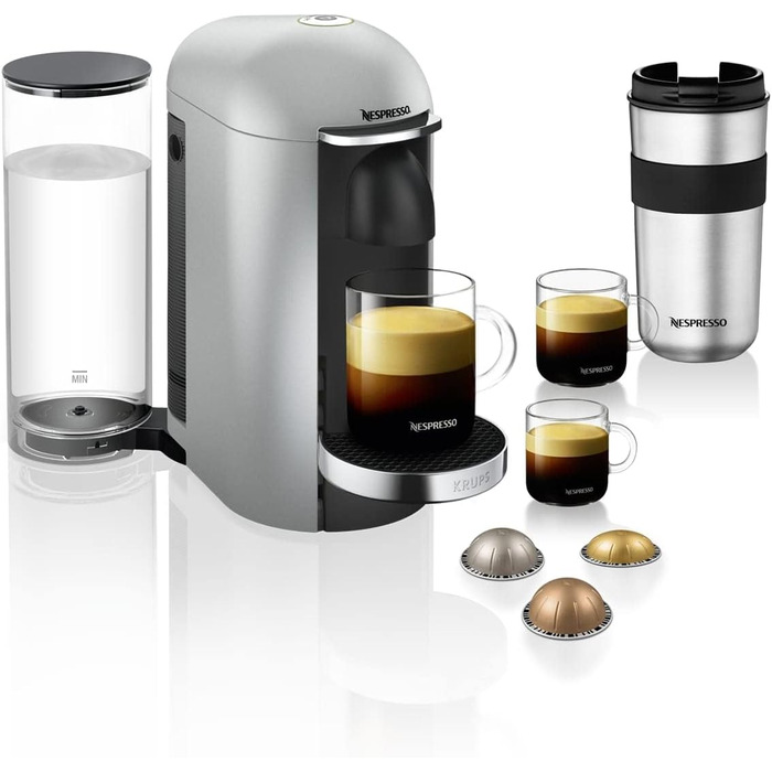 Капсульная кофемашина 1.7 л 1260 Вт, серая Nespresso Vertuo Plus XN900E Krups