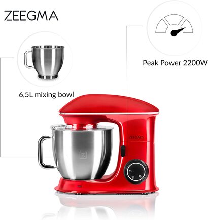 Кухонный комбайн ZEEGMA Planeet Chef / 1500 Вт / 6.5 л / 7 скоростей / нержавеющая сталь 