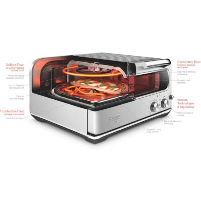 Мини-духовка для пиццы, матовая сталь Smart Oven Pizzaiolo SPZ820 Sage Appliances