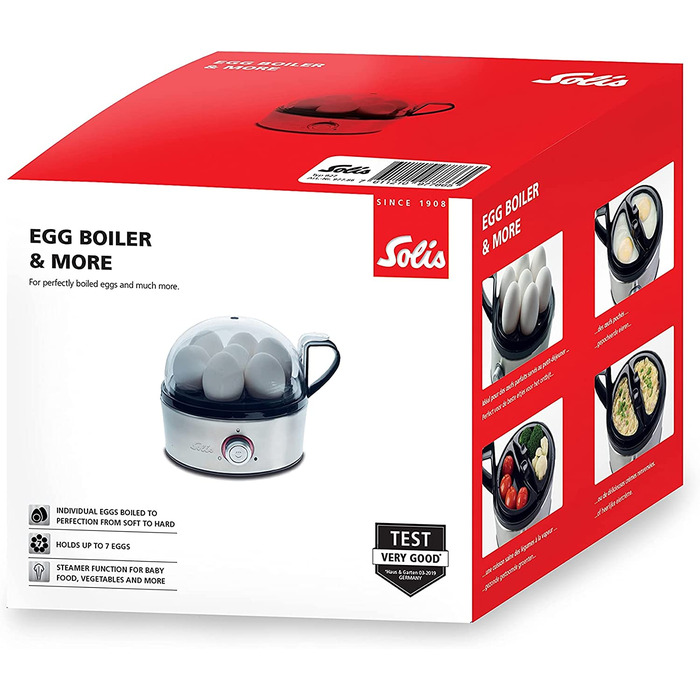 Яйцеварка Solis Egg Boiler & More 827 для 7 яиц, регулировка варки, 3 предмета