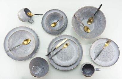 Столовый сервиз из керамогранита на 4 человека 16 предметов, серый Loft Stone Series CreaTable