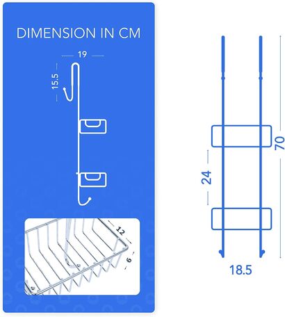 Подвесная полка для душа 70 x 18,5 x 19 см белая Bestdon