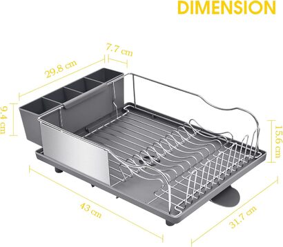 Сушилка для посуды 43 х 31,7 см, серая KINGRACK