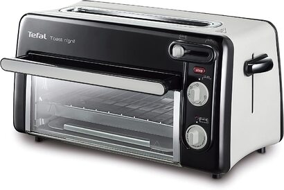 Тост и гриль Tefal TL6008 2 в 1 тостере и мини-духовке Очень нергоффективнй и бстрй 1300 Вт 43,5 x 28,5 x 22,5 см / Чернй/ Алюминиевй матовй 220-240 В / 50-60 Гц одинарнй