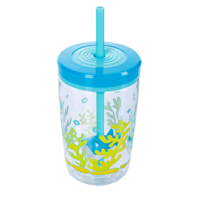 Стакан детский с трубочкой синий 0,47 л Floating Straw Tumbler Contigo