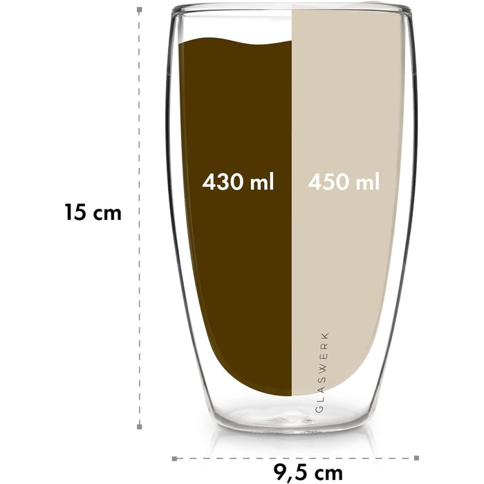 Набор чашек для кофе 450 мл, 2 предмета GLASWERK
