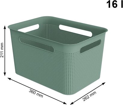 Набор ящиков для хранения 16 л с крышкой 2 предмета, 6,5 x 26,5 x 26,0 см, пластик  зеленый Rotho