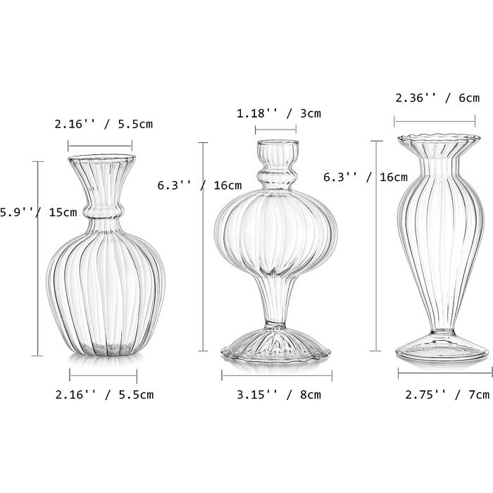 Набор ваз для цветов 3 предмета Glasseam