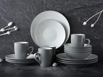 Столовый сервиз из керамогранита на 4 человека 16 предметов Cool Grey Series CreaTable