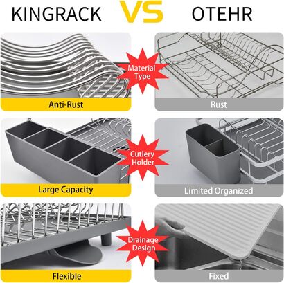 Сушилка для посуды 43 х 31,7 см, серая KINGRACK