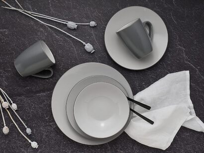 Столовый сервиз из керамогранита на 4 человека 16 предметов Cool Grey Series CreaTable