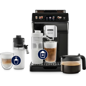 Кофемашина с системой подачи молока LatteCrema на 2 чашки, черная De'Longhi