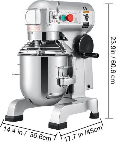 Профессиональный кухонный комбайн VEVOR / 450 Вт / 3 скорости / 10 л / нержавеющая сталь 