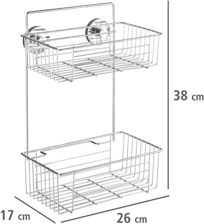 Настенная полка с вакуумным креплением 26 x 38 x 17 см WENKO Vacuum-Loc 2